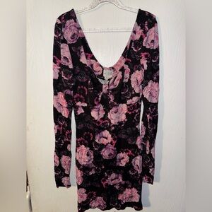 Free People Pink and Black Floral Dress